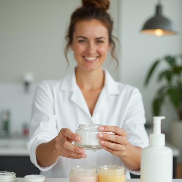 Founder hand-pouring skincare in Collingwood lab
