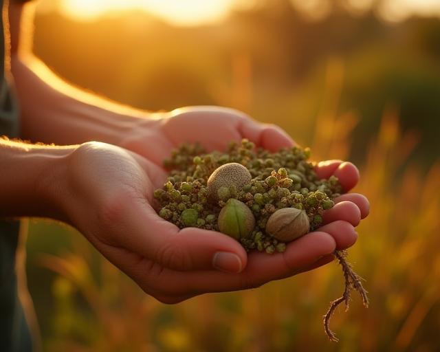 Indigenous grower harvesting botanicals